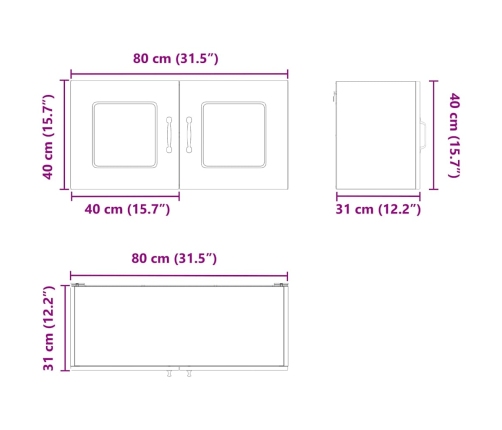 Virtuves Sienas Skapītis Betona Pelēks 80 X 31 X 40 Cm Vidaxl