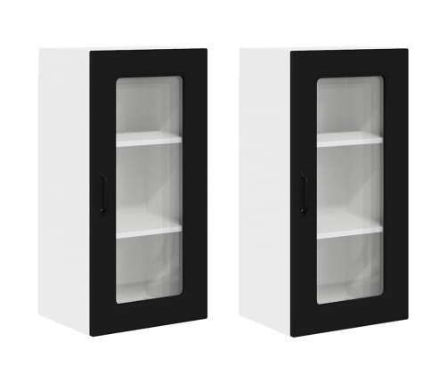 Virtuves Sienas Skapītis Ar Plauktu 2 Pcs Melna 40 X 31 X 80 Cm Vidaxl