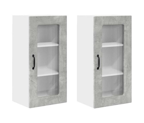 Virtuves Sienas Skapītis 2 Pcs Betona Pelēks 40 X 31 X 80 Cm Vidaxl