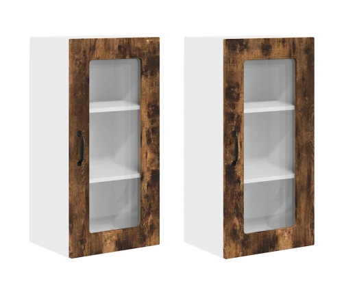 Virtuves Sienas Skapītis 2 Pcs Dūmaka Ozols 40 X 31 X 80 Cm Vidaxl