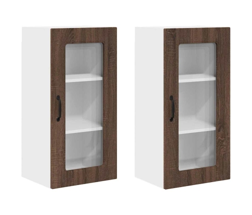 Virtuves Sienas Skapītis 2 Pcs Brūns Ozols 40 X 31 X 80 Cm Vidaxl