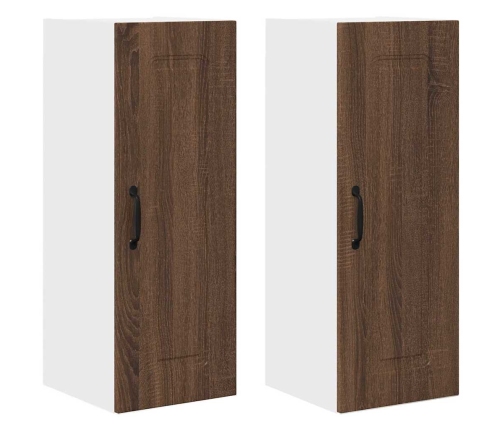 Virtuves Sienas Skapītis 2 Pcs Brūns Ozols 30 X 31 X 80 Cm Vidaxl