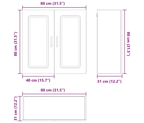 Virtuves Sienas Skapītis Ar Plauktu Melna 80 X 31 X 80 Cm Vidaxl