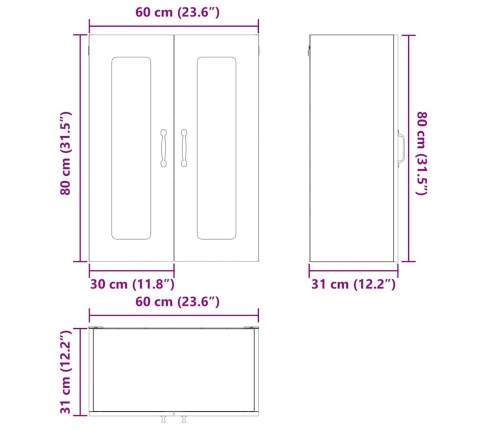 Virtuves Sienas Skapītis Ar Durvīm Dūmaka Ozols 60 X 31 X 80 Cm Vidaxl