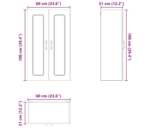 Virtuves Sienas Skapītis Ar Plauktu Melna 60 X 31 X 100 Cm Vidaxl