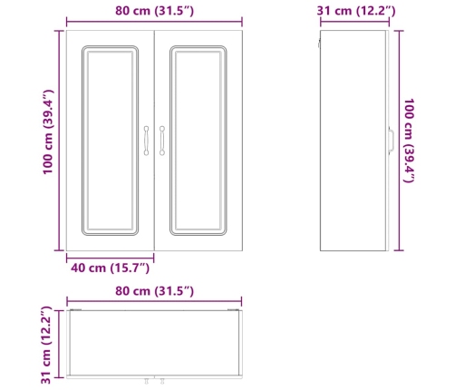 Virtuves Sienas Skapītis Ar Plauktu Vecs Koks 80 X 31 X 100 Cm Vidaxl