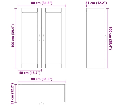 Virtuves Sienas Skapītis Ar Plauktu Balts 80 X 31 X 100 Cm Vidaxl