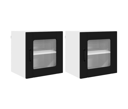 Virtuves Sienas Skapītis Ar Plauktu 2 Pcs Melna 40 X 31 X 40 Cm Vidaxl