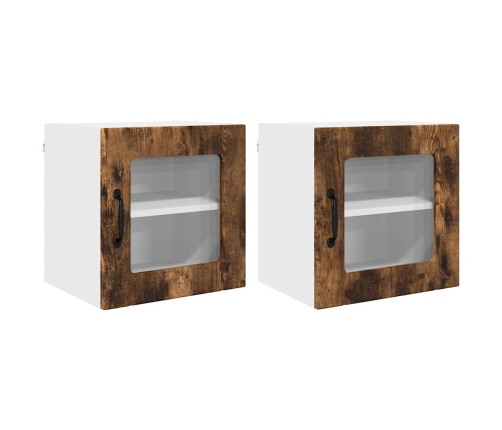 Virtuves Sienas Skapītis 2 Pcs Dūmaka Ozols 40 X 31 X 40 Cm Vidaxl