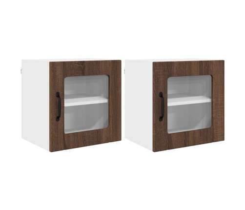 Virtuves Sienas Skapītis 2 Pcs Brūns Ozols 40 X 31 X 40 Cm Vidaxl