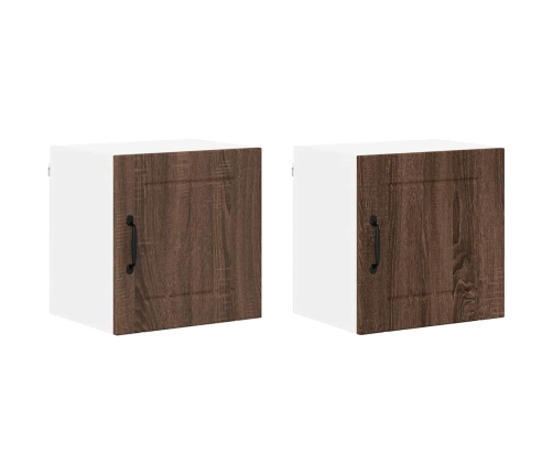 Virtuves Sienas Skapītis 2 Pcs Brūns Ozols 40 X 31 X 40 Cm Vidaxl