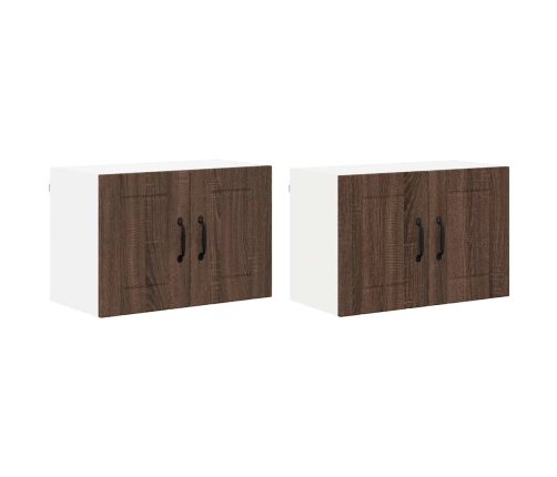 Virtuves Sienas Skapji 2 Pcs Brūns Ozols 60 X 31 X 40 Cm Vidaxl