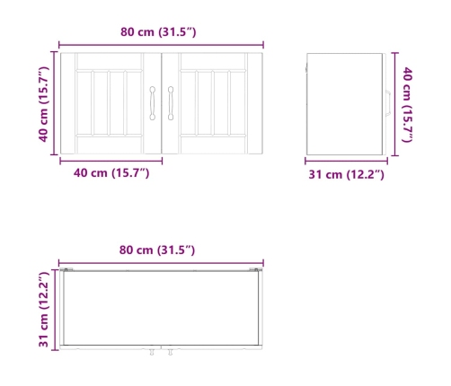 Virtuves Sienas Skapītis Ar Plauktu Vecs Koks 80 X 31 X 40 Cm Vidaxl