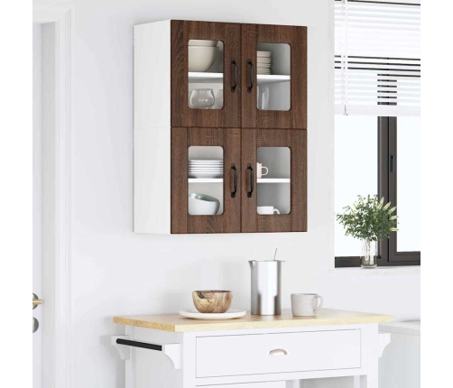 Virtuves Sienas Skapji 2 Pcs Brūns Ozols 60 X 31 X 40 Cm Vidaxl