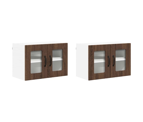 Virtuves Sienas Skapji 2 Pcs Brūns Ozols 60 X 31 X 40 Cm Vidaxl