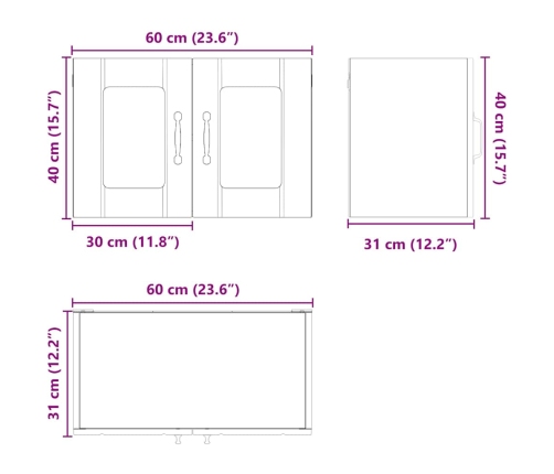 Virtuves Sienas Skapītis Ar Plauktu Vecs Koks 60 X 31 X 40 Cm Vidaxl