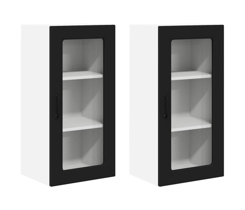 Virtuves Sienas Skapītis Ar Plauktu 2 Pcs Melna 40 X 31 X 80 Cm Vidaxl