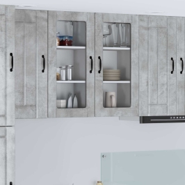 Virtuves Sienas Skapītis 2 Pcs Betona Pelēks 40 X 31 X 80 Cm Vidaxl