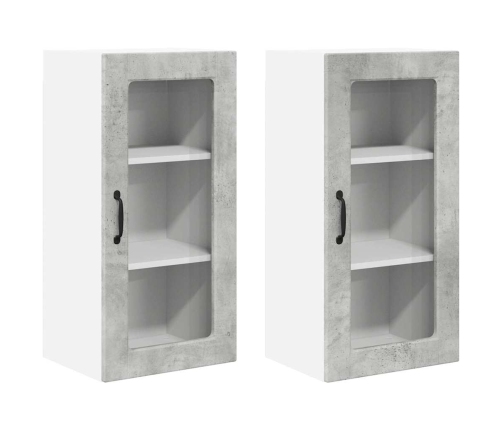 Virtuves Sienas Skapītis 2 Pcs Betona Pelēks 40 X 31 X 80 Cm Vidaxl