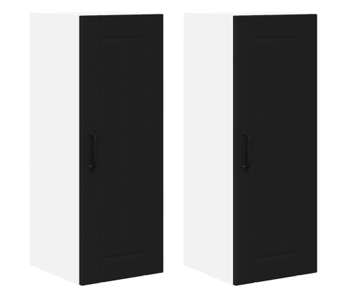 Virtuves Sienas Skapītis Ar Plauktu 2 Pcs Melna 30 X 31 X 80 Cm Vidaxl