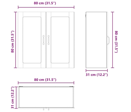 Virtuves Sienas Skapītis Betona Pelēks 80 X 31 X 80 Cm Vidaxl