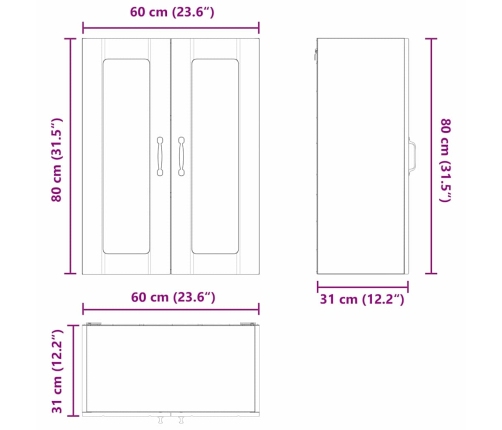 Virtuves Sienas Skapītis Ar Plauktu Brūns Ozols 60 X 31 X 80 Cm Vidaxl