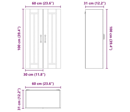 Virtuves Sienas Skapītis Ar Plauktu Vecs Koks 60 X 31 X 100 Cm Vidaxl