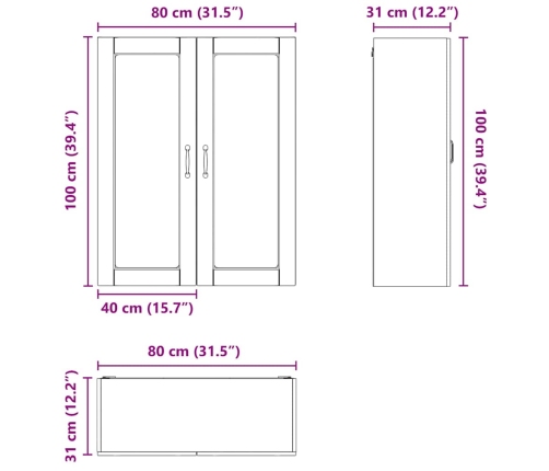 Virtuves Sienas Skapītis Ar Plauktu Vecs Koks 80 X 31 X 100 Cm Vidaxl
