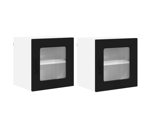 Virtuves Sienas Skapītis Ar Plauktu 2 Pcs Melna 40 X 31 X 40 Cm Vidaxl