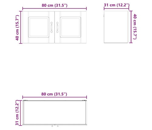 Virtuves Sienas Skapītis Ar Plauktu Vecs Koks 80 X 31 X 40 Cm Vidaxl