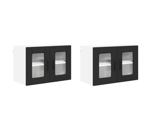 Virtuves Sienas Skapītis Ar Plauktu 2 Pcs Melna 60 X 31 X 40 Cm Vidaxl