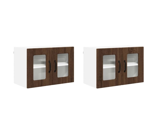 Virtuves Sienas Skapītis 2 Pcs Brūns Ozols 60 X 31 X 40 Cm Vidaxl