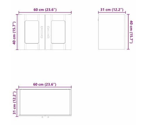 Virtuves Sienas Skapītis Ar Plauktu Vecs Koks 60 X 31 X 40 Cm Vidaxl