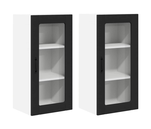 Virtuves Sienas Skapītis Ar Plauktu 2 Pcs Melna 40 X 31 X 80 Cm Vidaxl