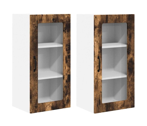 Virtuves Sienas Skapītis 2 Pcs Dūmaka Ozols 40 X 31 X 80 Cm Vidaxl