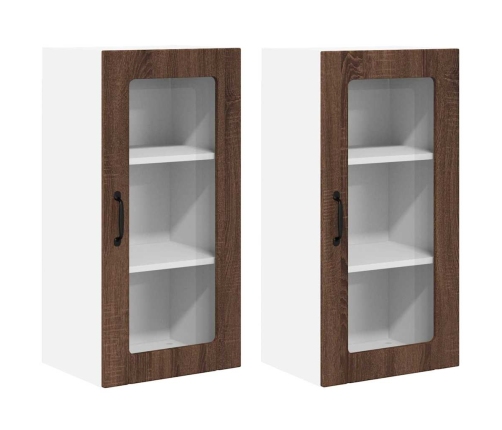 Virtuves Sienas Skapītis 2 Pcs Brūns Ozols 40 X 31 X 80 Cm Vidaxl