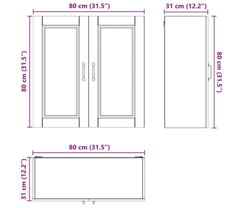 Virtuves Sienas Skapītis Ar Plauktu Vecs Koks 80 X 31 X 80 Cm Vidaxl