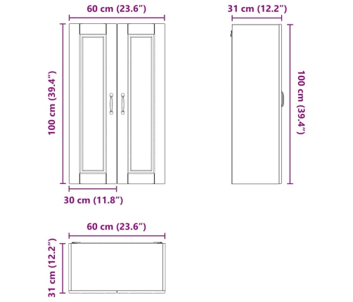 Virtuves Sienas Skapītis Ar Plauktu Vecs Koks 60 X 31 X 100 Cm Vidaxl