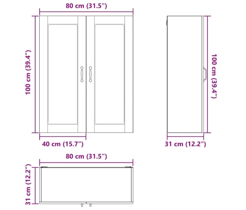 Virtuves Sienas Skapītis Ar Plauktu Vecs Koks 80 X 31 X 100 Cm Vidaxl
