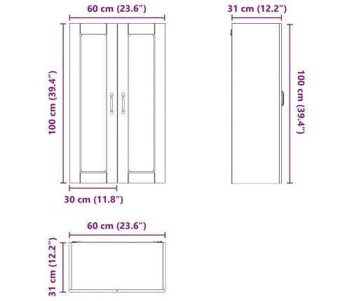 Virtuves Sienas Skapītis Ar Durvīm Brūns Ozols 60 X 31 X 100 Cm Vidaxl