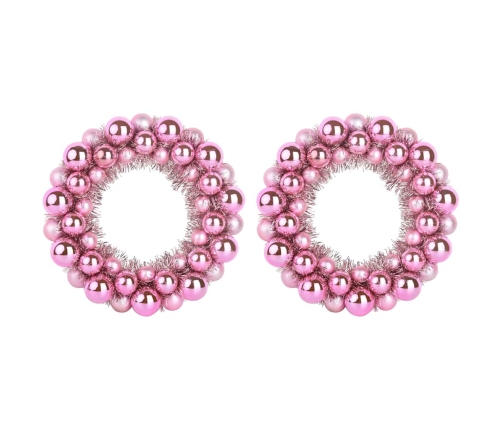 Ziemassvētku Bumbu Vainagi 2 Pcs Rozā 33 X 33 X 7 Cm Vidaxl