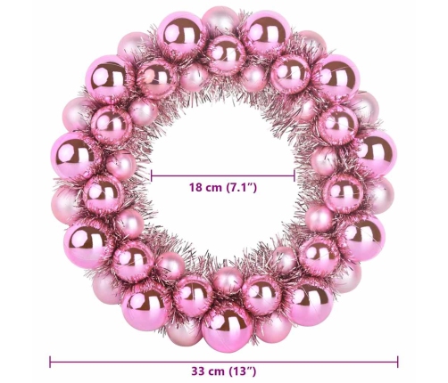 Ziemassvētku Bumbu Vainagi 2 Pcs Rozā 33 X 33 X 7 Cm Vidaxl