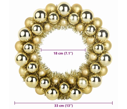 Ziemassvētku Bumbu Vainagi 2 Pcs Zelts 33 X 33 X 7 Cm Vidaxl