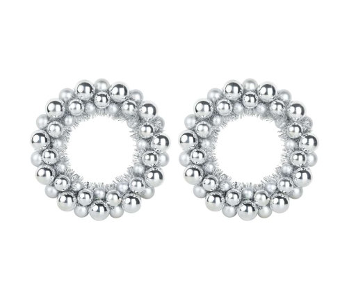Ziemassvētku Bumbu Vainagi 2 Pcs Sudraba 33 X 33 X 7 Cm Vidaxl