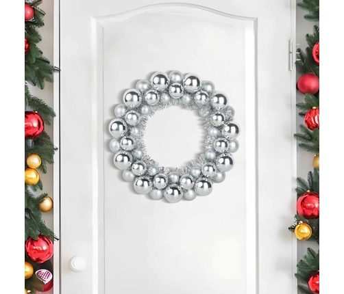 Ziemassvētku Bumbu Vainagi 2 Pcs Sudraba 33 X 33 X 7 Cm Vidaxl