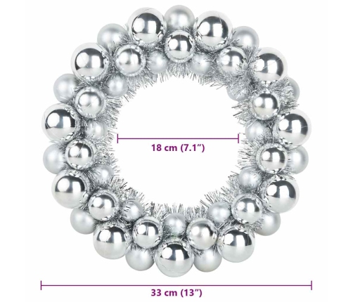 Ziemassvētku Bumbu Vainagi 2 Pcs Sudraba 33 X 33 X 7 Cm Vidaxl