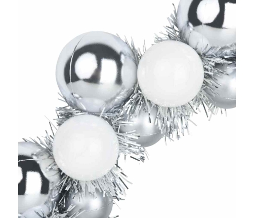 Ziemassvētku Bumbu Vainagi 2 Pcs Balts Un Sudrabs Vidaxl