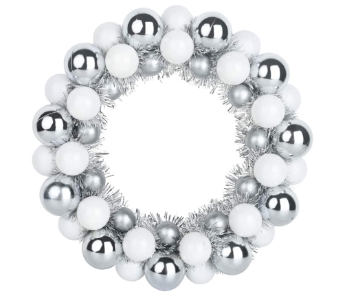 Ziemassvētku Bumbu Vainagi 2 Pcs Balts Un Sudrabs Vidaxl