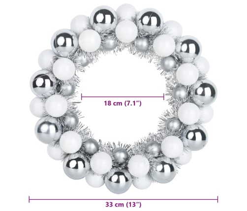 Ziemassvētku Bumbu Vainagi 2 Pcs Balts Un Sudrabs Vidaxl
