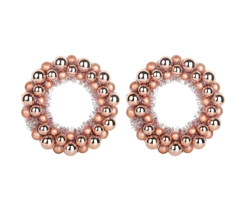 Ziemassvētku Bumbu Vainagi 2 Pcs Rozā Zelts 33 X 33 X 7 Cm Vidaxl